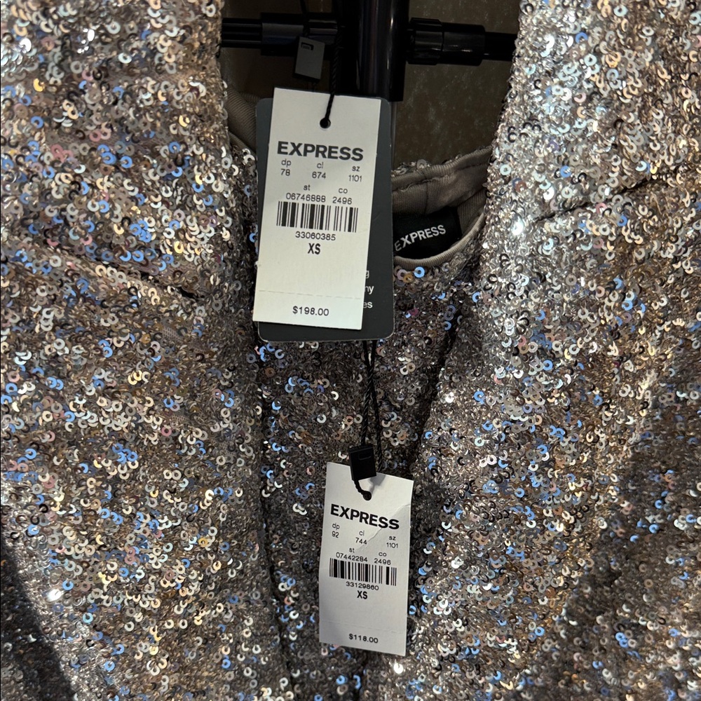 Silver Sequin Women's Blazer and Pants Set - Picture 3 of 11